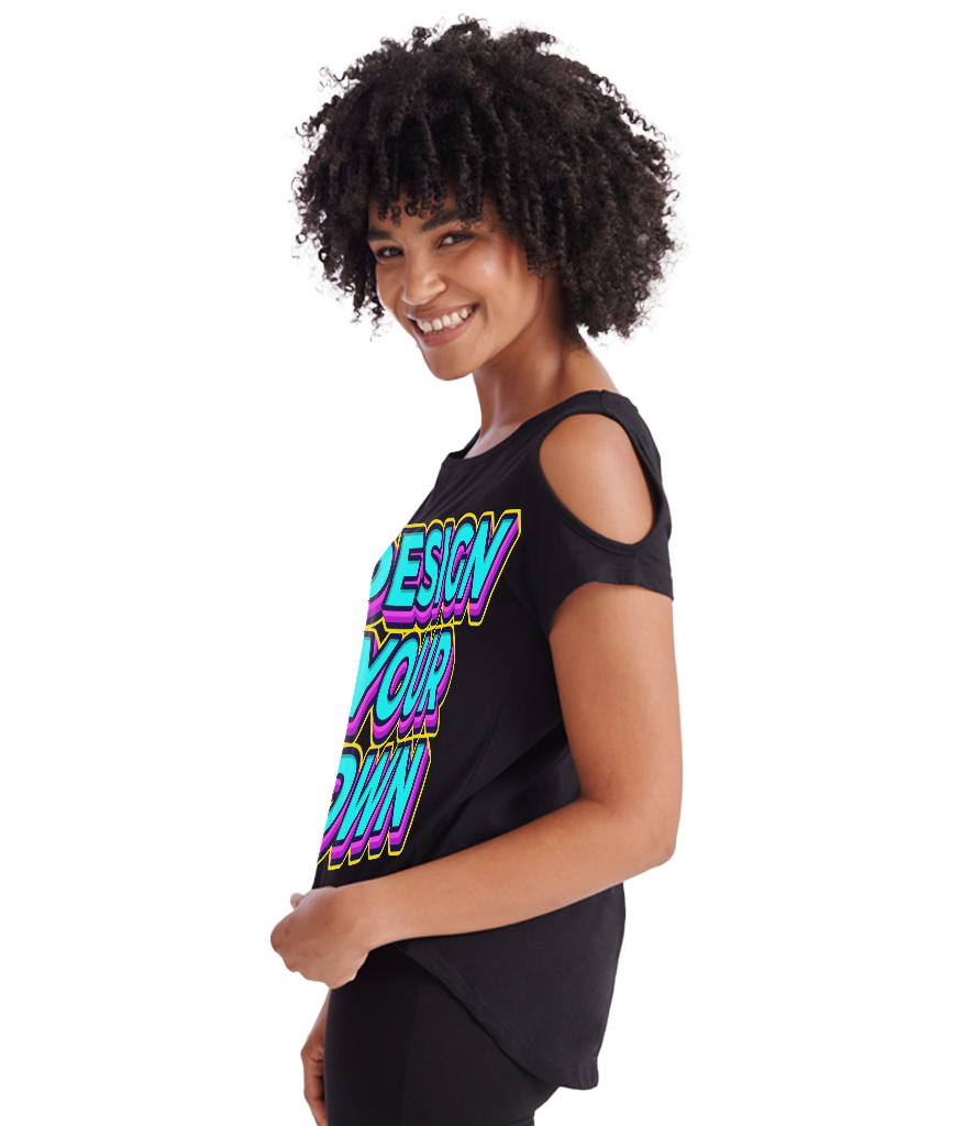 Dames T-shirt met blote schouder en ontspannen pasvorm