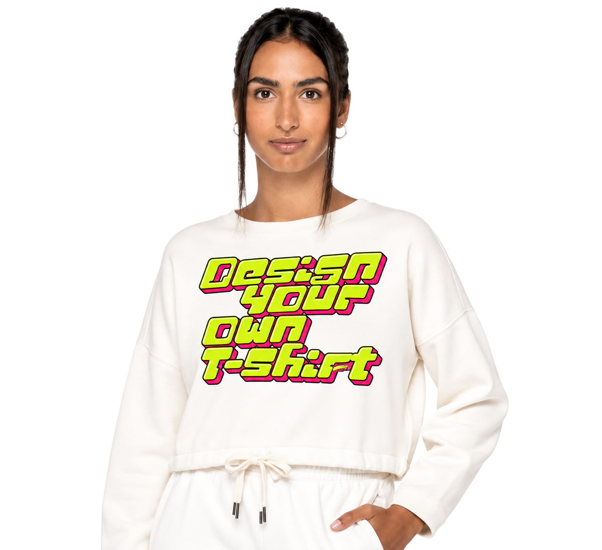 Premium økologisk kvinders oversized cropped sweatshirt