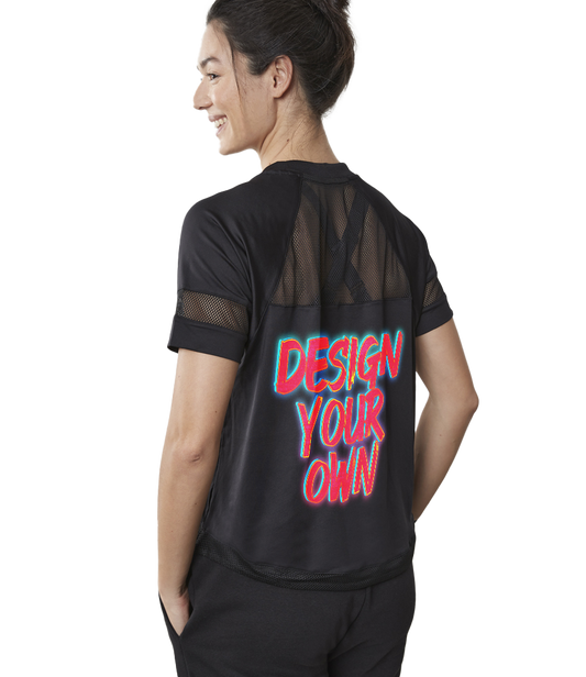 Sport-T-Shirt fir Dammen mat Mesh-Paneel